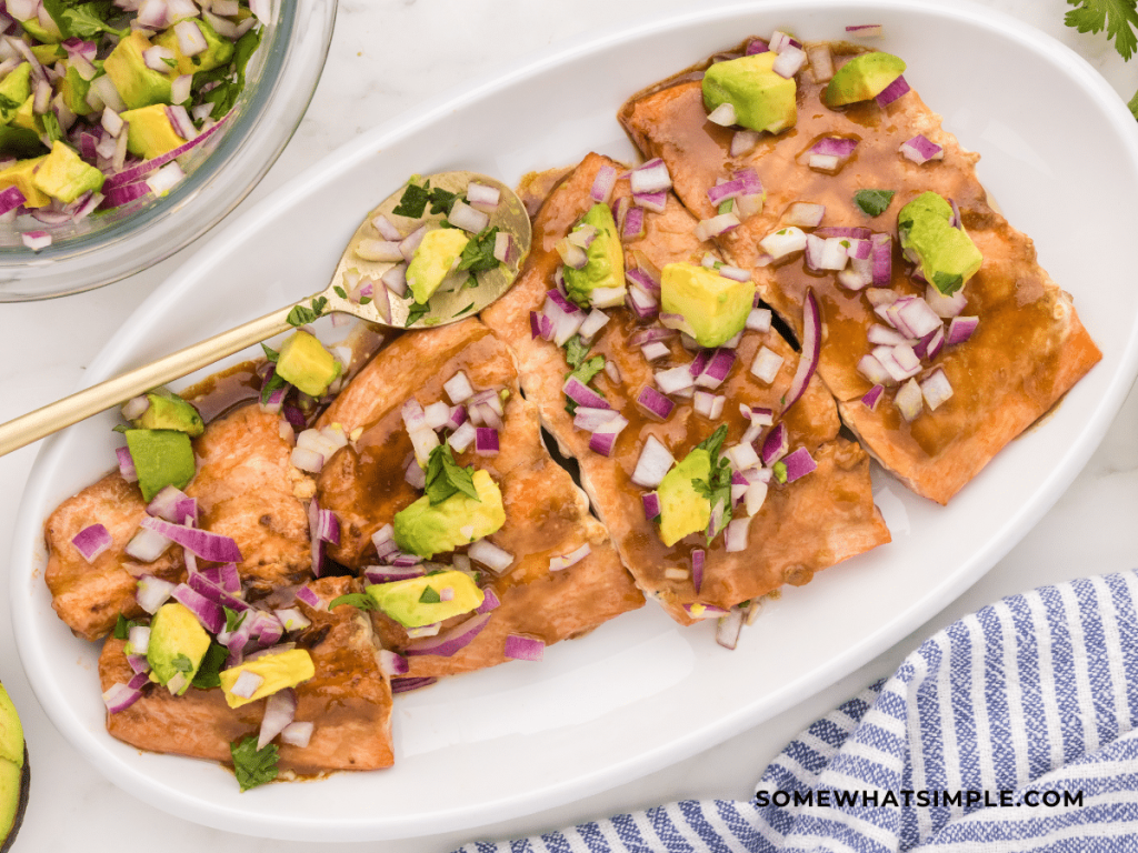 Grilled Salmon With Avocado Bruschetta