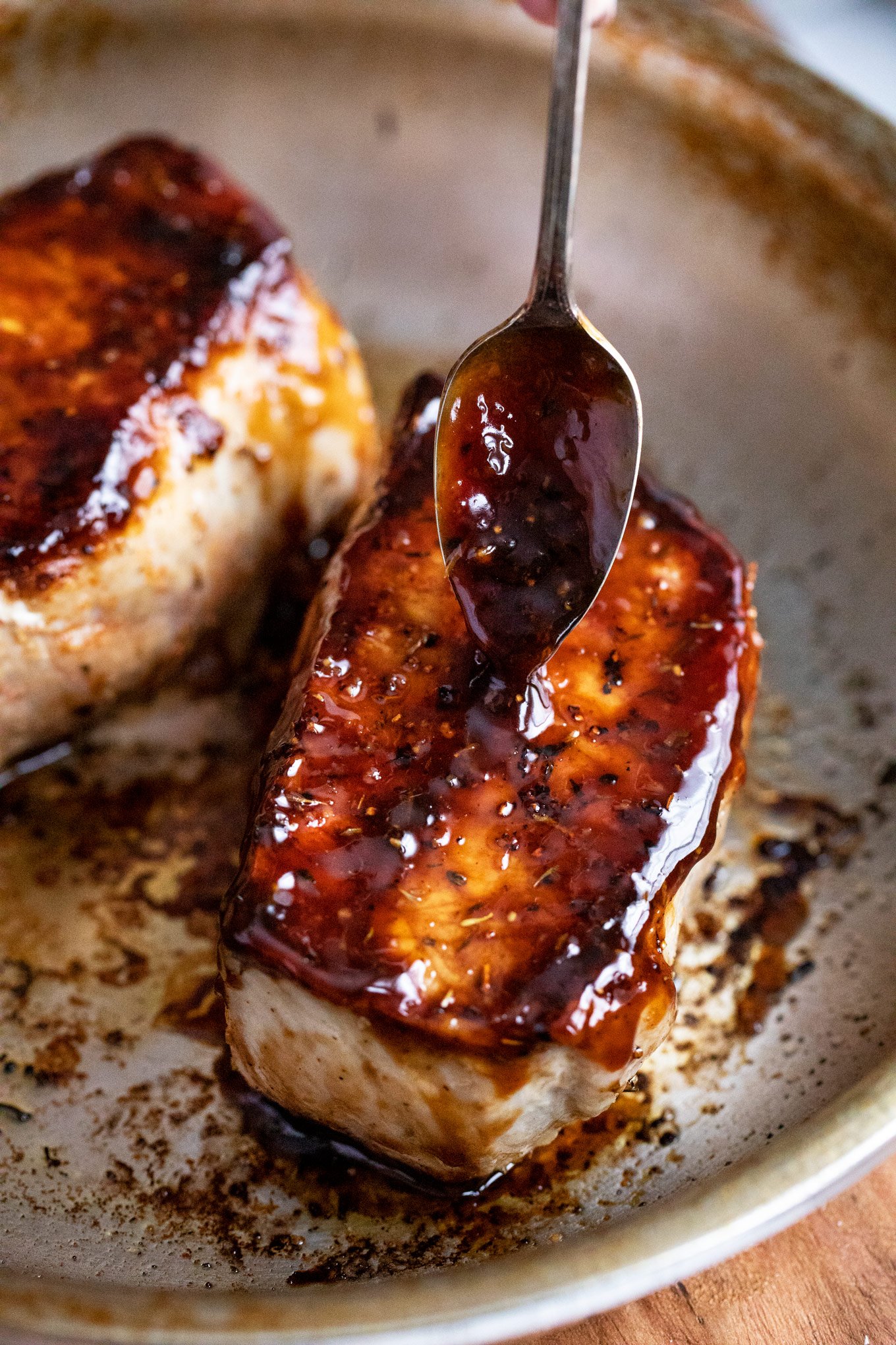Baked Pork Chops with Bourbon Glaze
