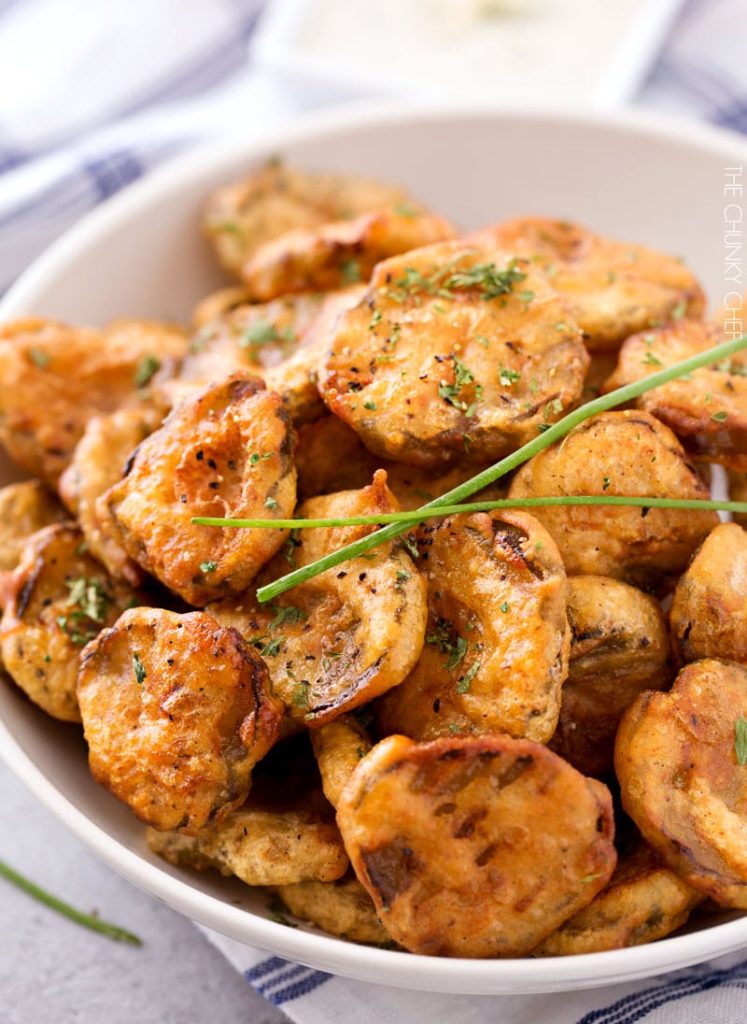 Cajun Fried Pickles with Garlic Blue Cheese Dip