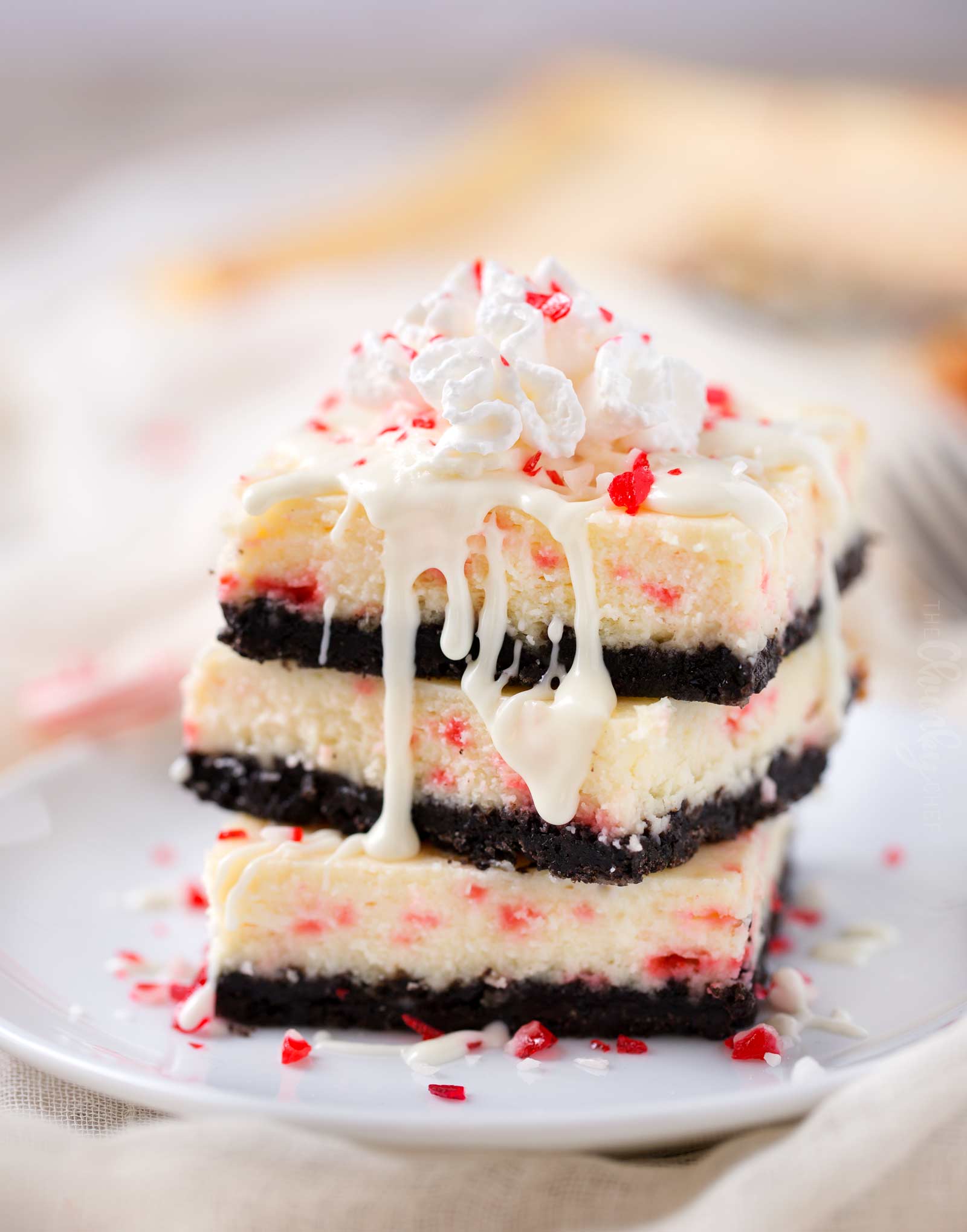 Peppermint White Chocolate Cheesecake Bars