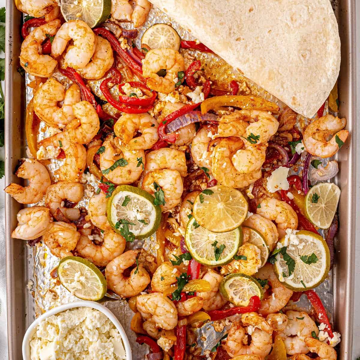 Sheet Pan Shrimp Fajitas with Honey and Lime