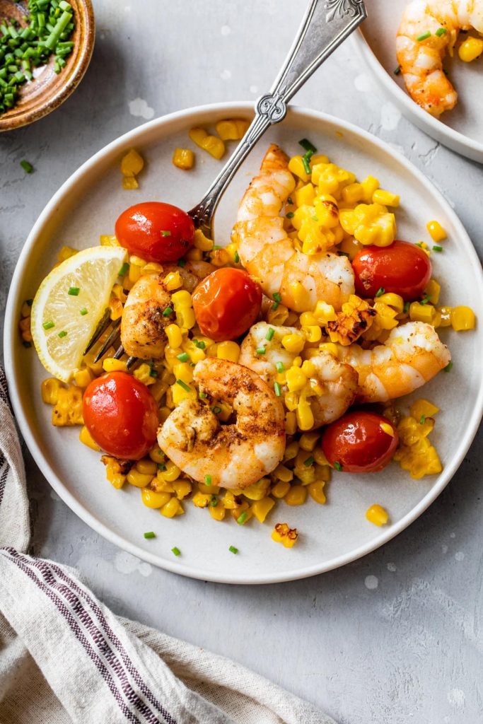 Sheet Pan Shrimp With Corn And Tomatoes
