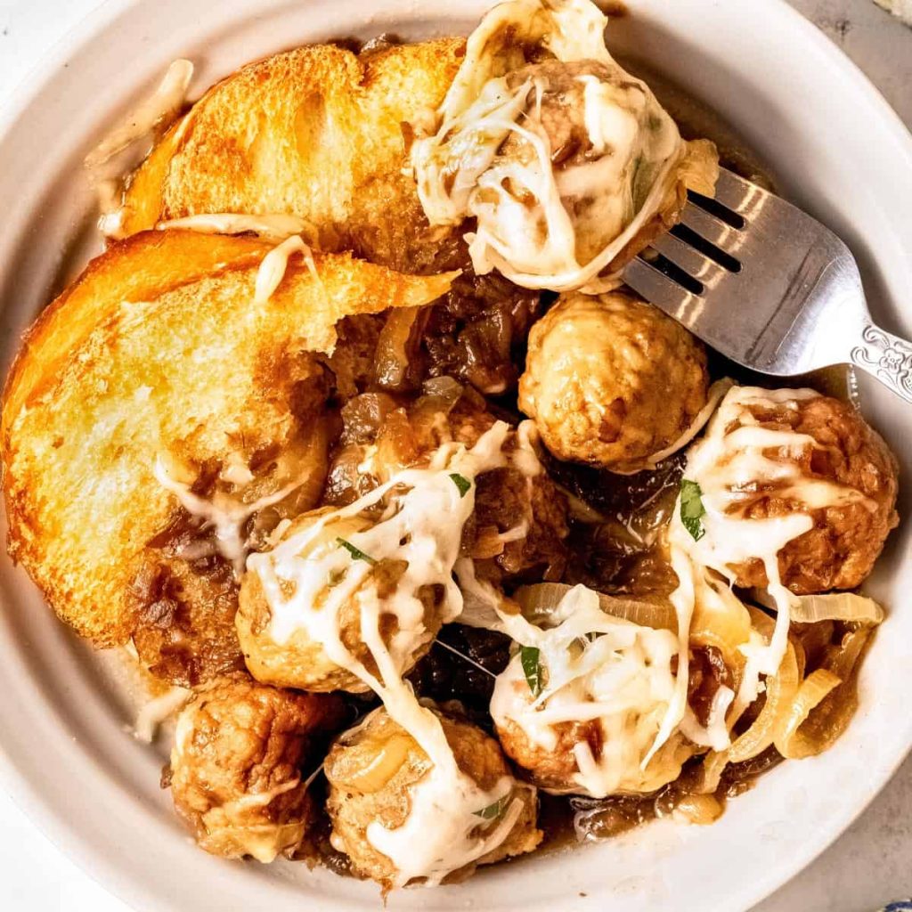 Slow Cooker French Onion Meatballs