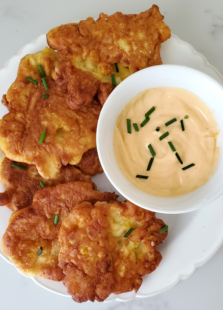 Sweet Corn Fritters with a Spicy Aioli