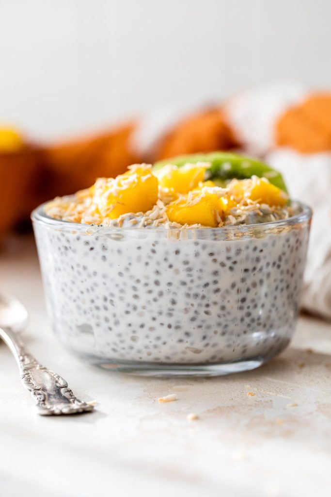 tropical chia pudding breakfast bowl high protein