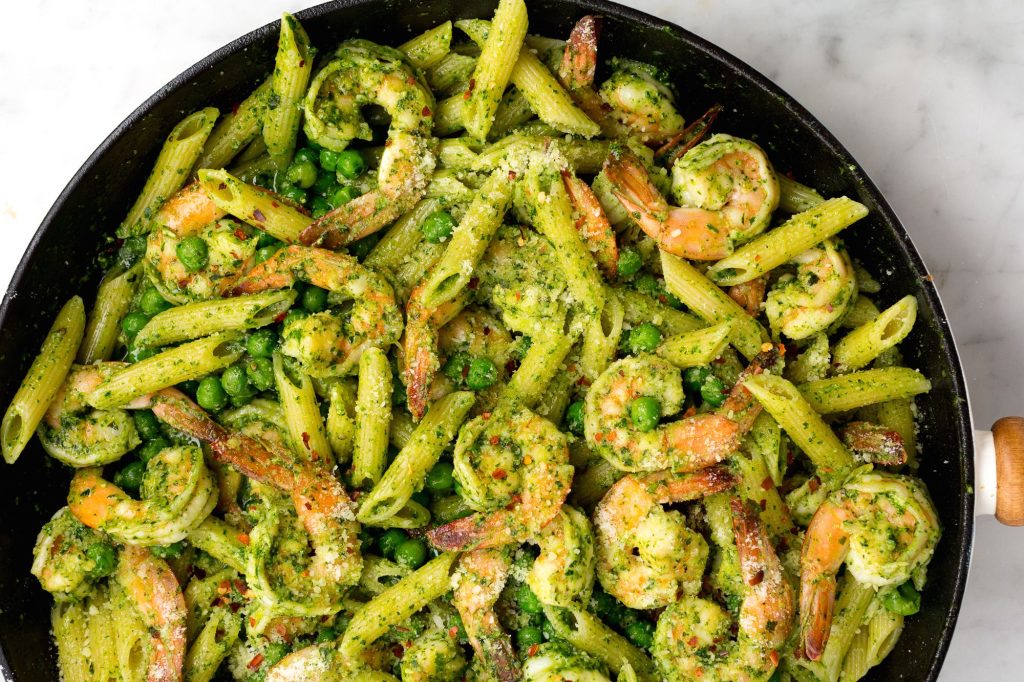 Shrimp Pesto Penne Pasta Recipe