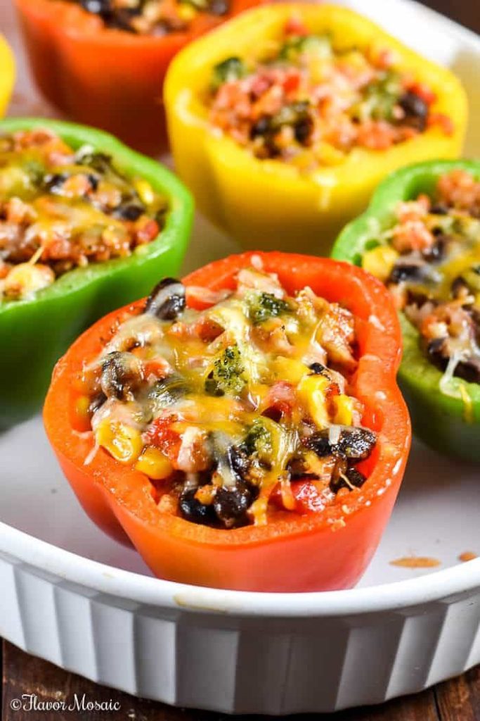 Vegetarian Mexican Inspired Stuffed Bell Peppers