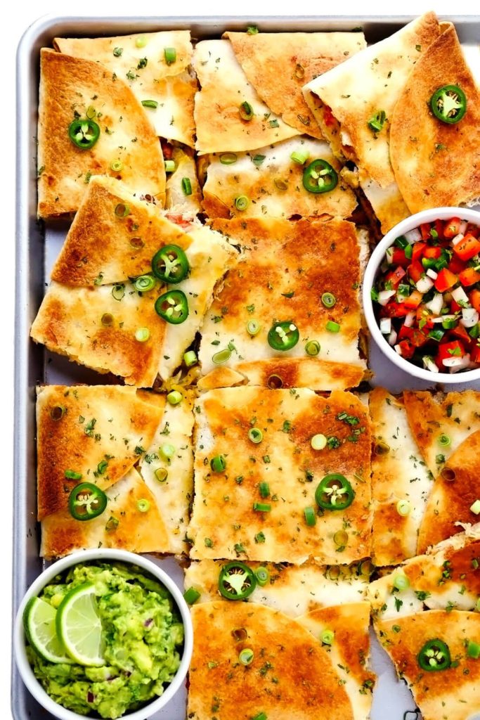 Sheet Pan Chicken Quesadillas