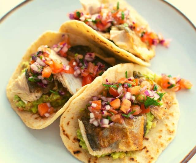 Spicy Trout Tacos With Guacamole And Slaw