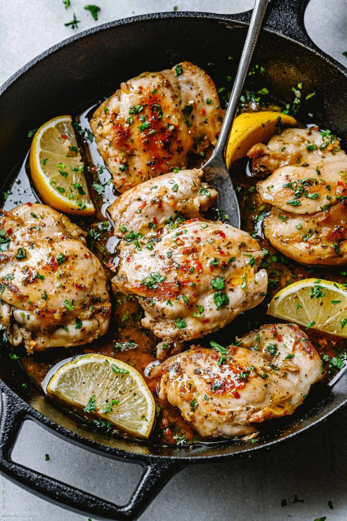Baked Lemon Garlic Chicken Thighs