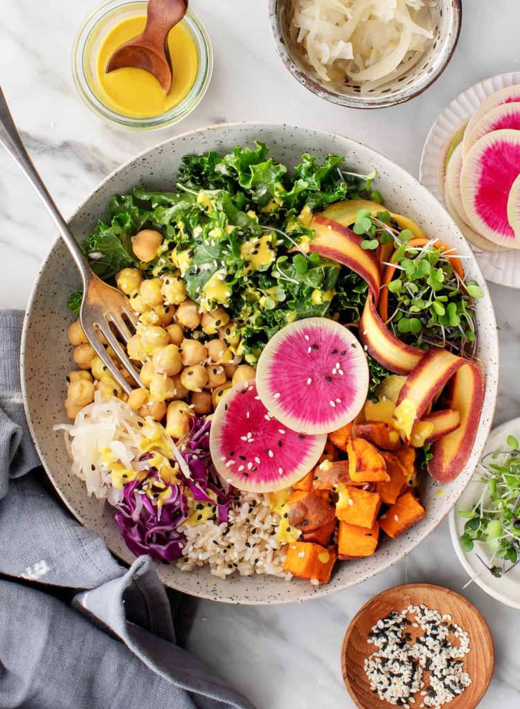 Ultimate Vegan Buddha Bowl With Turmeric Tahini Sauce