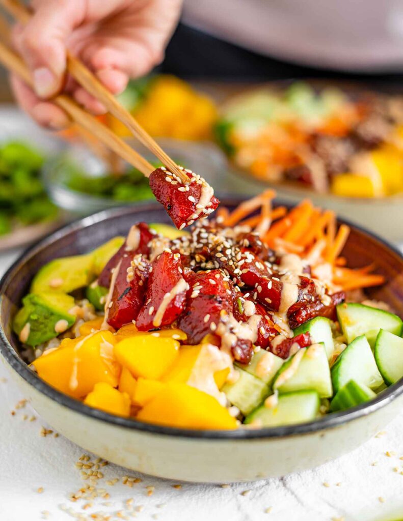 Watermelon Tuna Poke Bowl With Avocado And Edamame