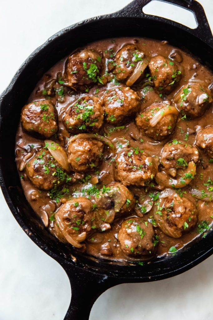 Salisbury Steak Meatballs With Mushroom Gravy