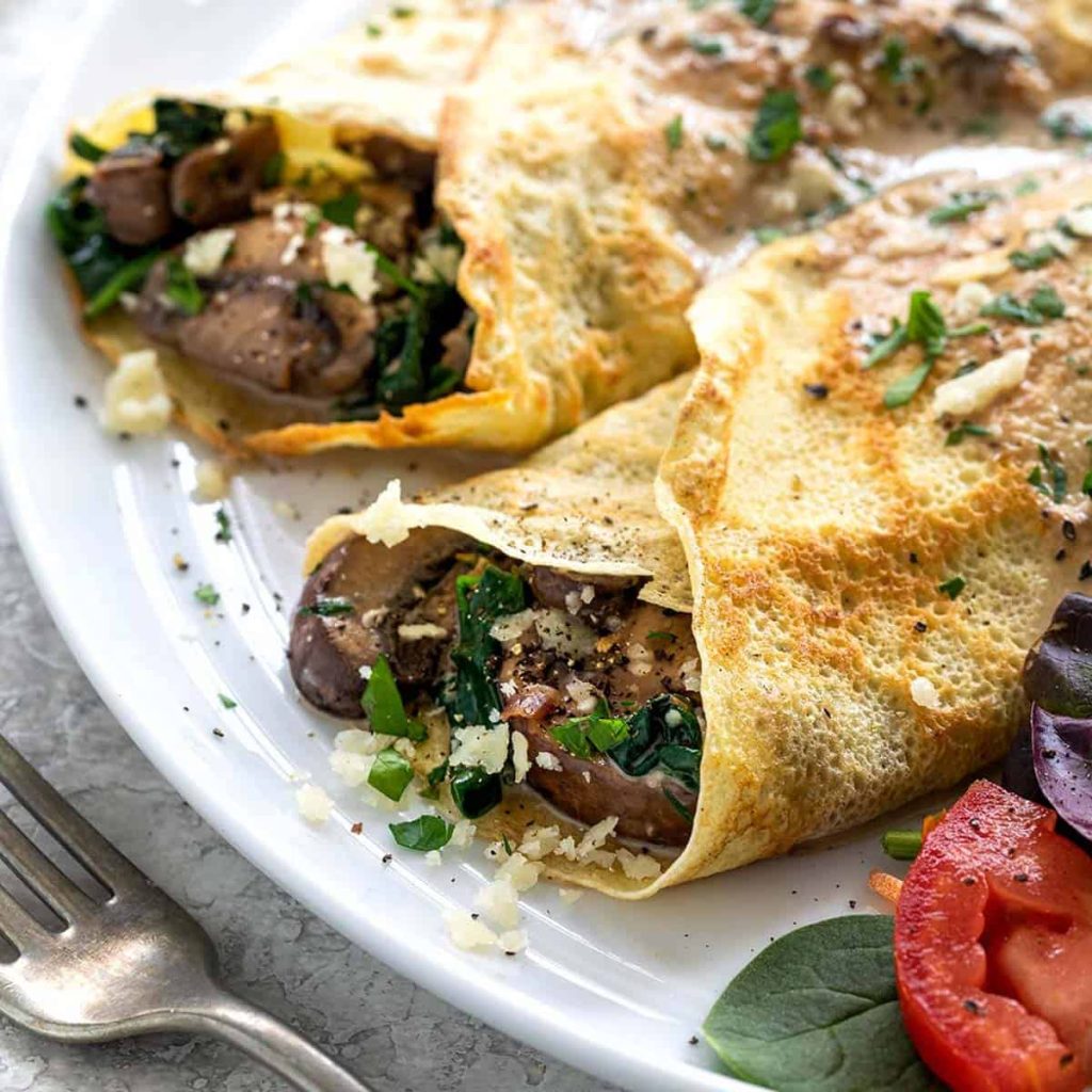 Mushroom And Spinach Crepes
