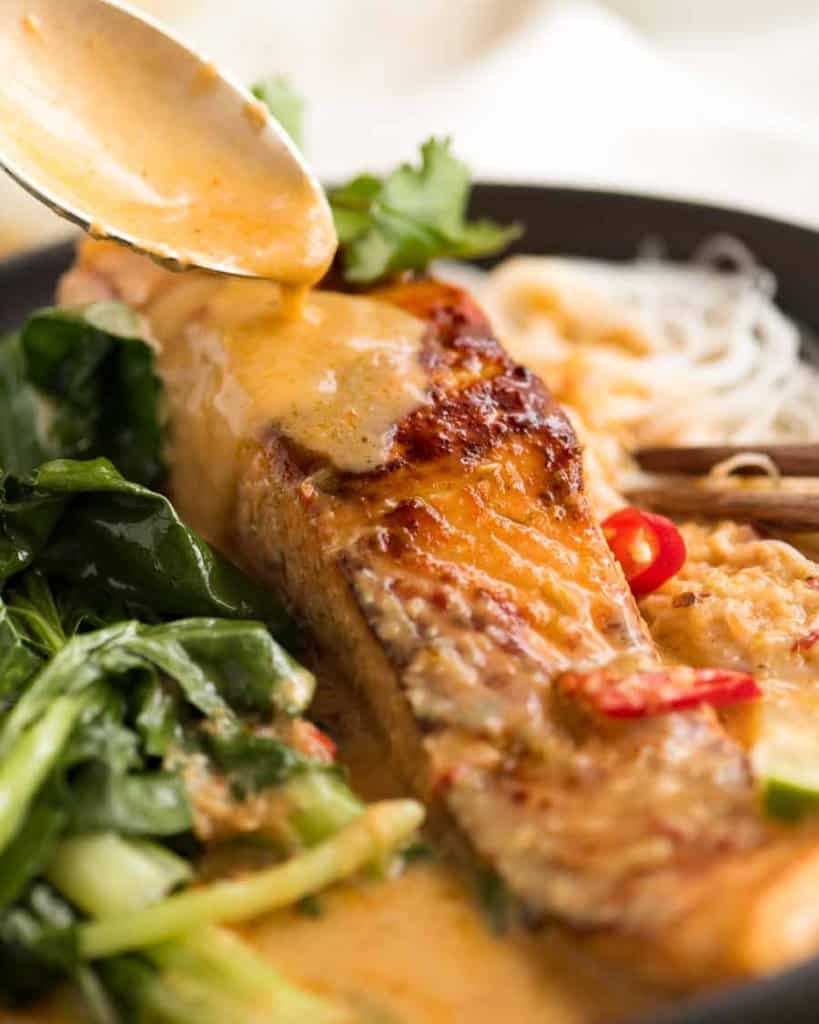 Poached Salmon With Coconut Lime Sauce