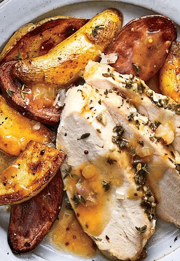Classic Turkey With Shallot-Mustard Sauce And Roasted Potatoes