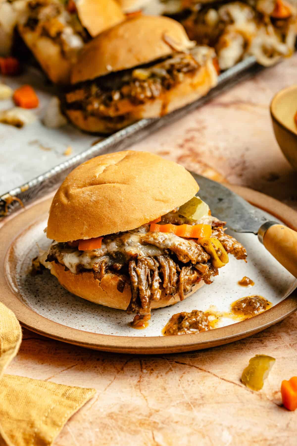Slow Cooker Italian Shredded Beef Sliders