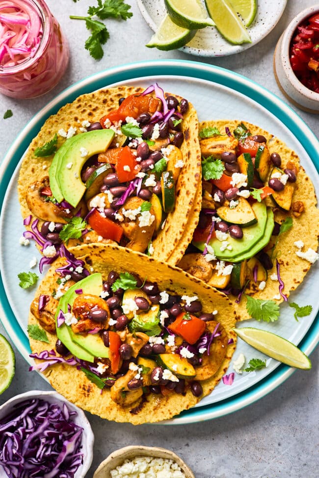 Delicious Vegetarian Tacos With Avocado Sauce