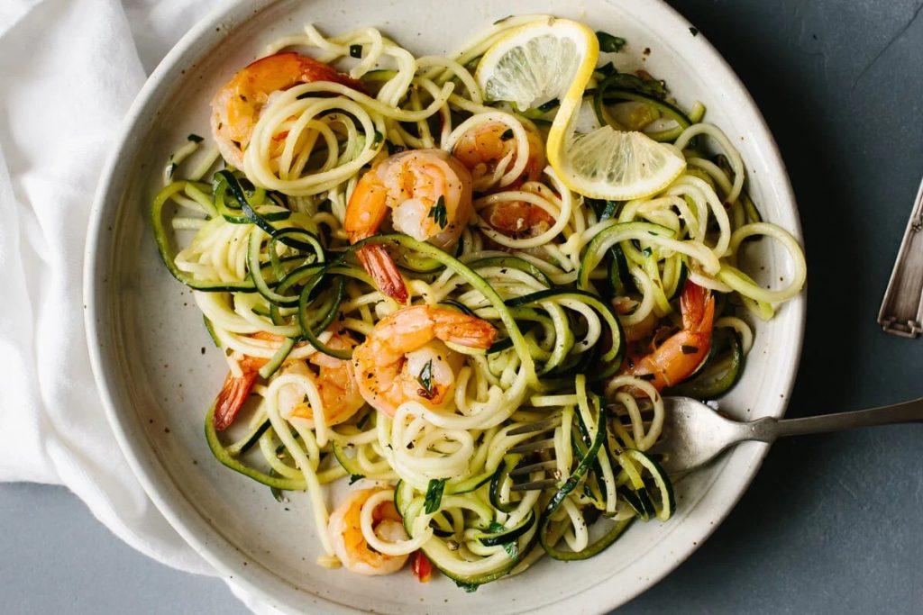 Zucchini Pasta With Lemon Garlic Shrimp