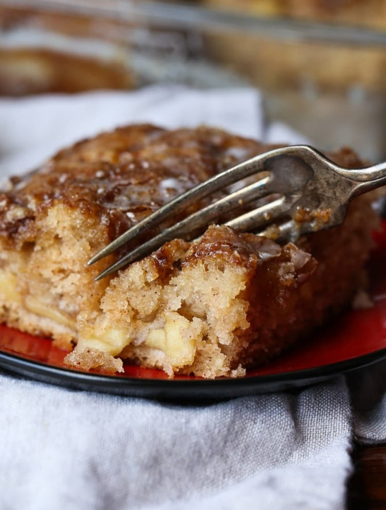 Soft Apple Fritter Cake With Crunchy Sugar Glaze