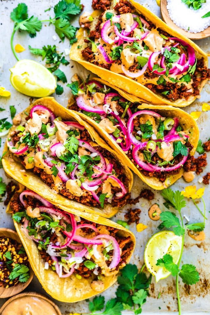 Jamaican Jerk Vegan Tacos With Mango Salsa