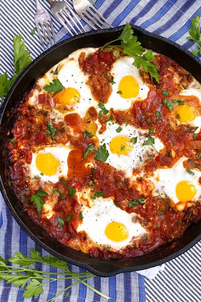 Shakshuka With White Beans And Goat Cheese