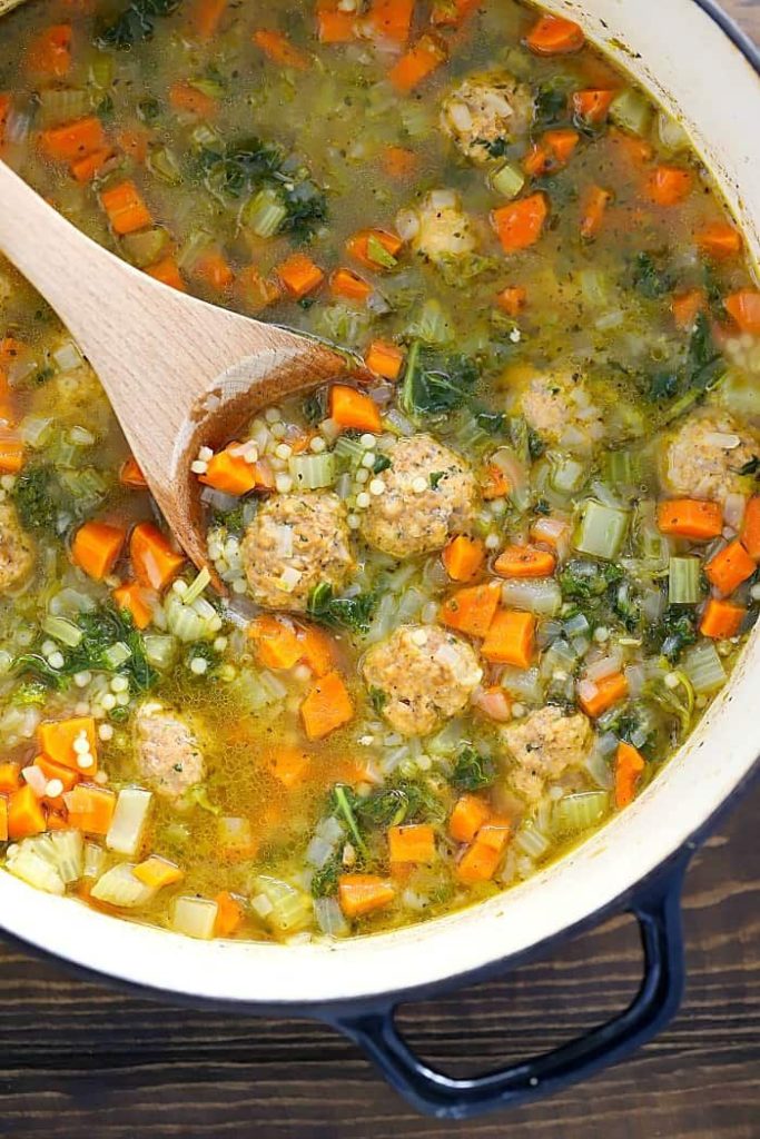 Italian Wedding Soup With Meatballs And Greens