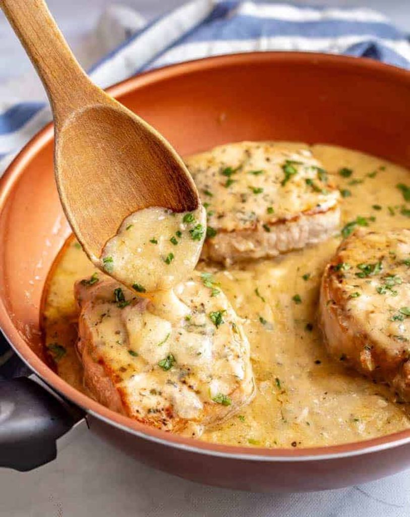 Creamy Mushroom Gravy Baked Pork Chops
