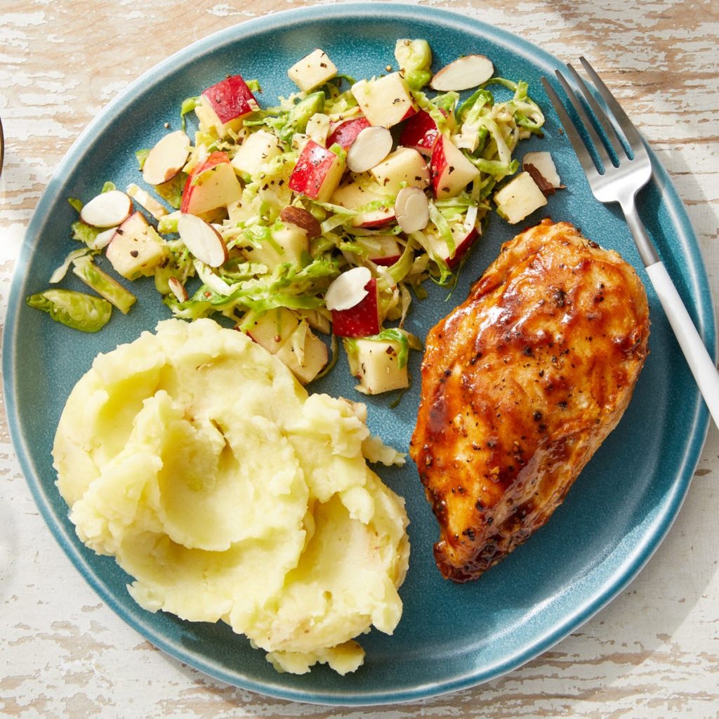 Flavorful Chicken with Creamy Mashed Potatoes and Coleslaw