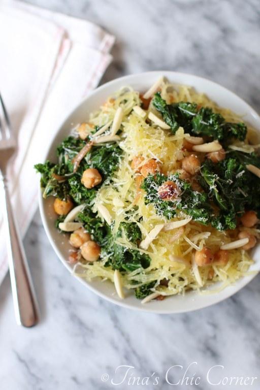 Delicious Spaghetti Squash With Chickpeas And Kale
